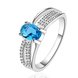 Wholesale Romantic luxury classic Silver Plated Oval blue Zircon Ring for Women Wedding Ring jewelry SPR570 0 small
