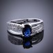 Wholesale Romantic luxury classic Silver Plated Oval blue Zircon Ring for Women Wedding Ring jewelry SPR570 3 small