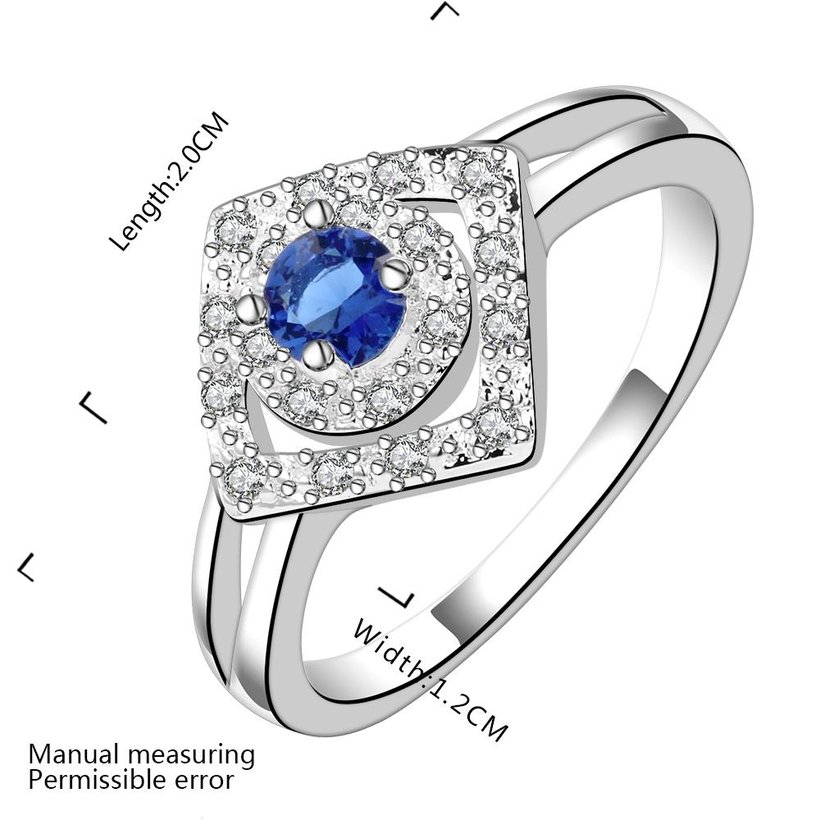 Wholesale Romantic luxury classic Silver Plated Square blue Zircon Ring for Women Wedding Ring SPR571 0