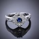 Wholesale Romantic luxury classic Silver Plated Square blue Zircon Ring for Women Wedding Ring SPR571 3 small