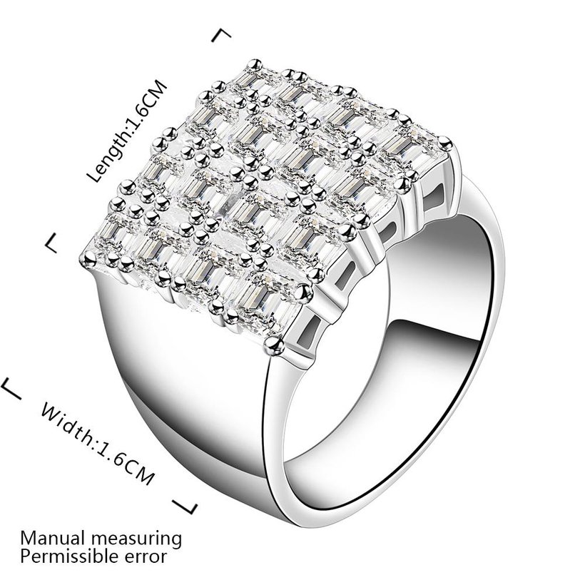 Wholesale New Creative Fashion Luxury Silver Plated Geometric  ablaze Zircon Ring for Women Engagement Wedding Ring SPR572 0