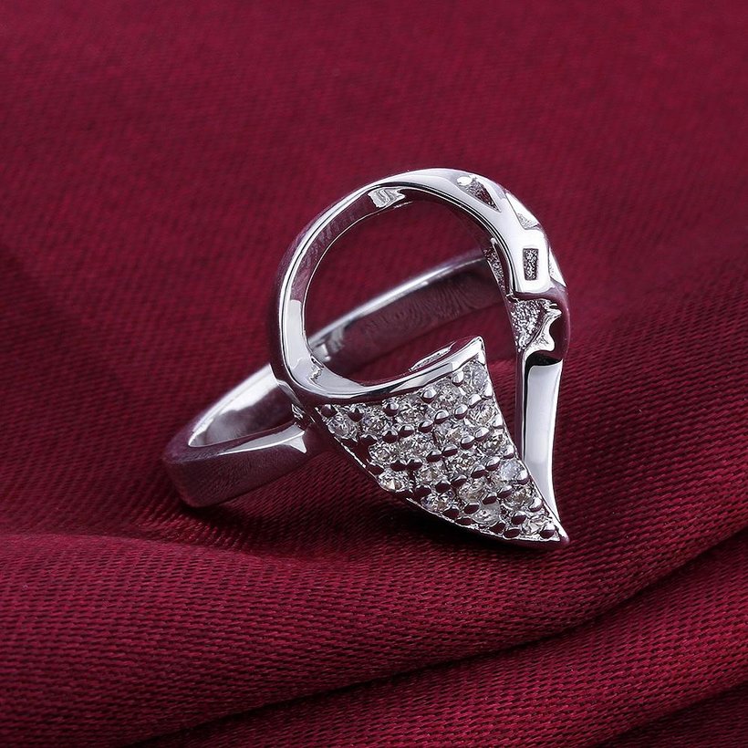 Wholesale New Creative Fashion Luxury Silver Plated Geometric ablaze Zircon Ring for Unisex Engagement Wedding Ring SPR573 0