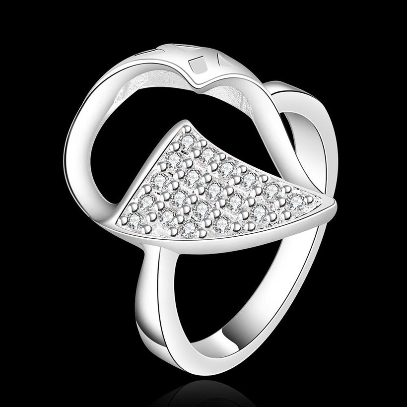 Wholesale New Creative Fashion Luxury Silver Plated Geometric ablaze Zircon Ring for Unisex Engagement Wedding Ring SPR573 1