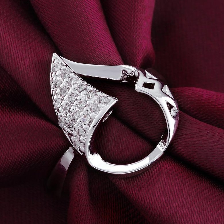Wholesale New Creative Fashion Luxury Silver Plated Geometric ablaze Zircon Ring for Unisex Engagement Wedding Ring SPR573 3