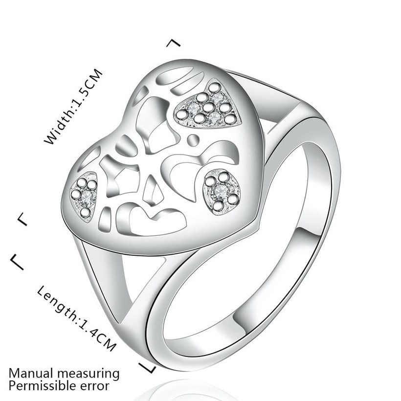 Wholesale Classic Silver Plated Heart Zircon Ring  Heart Shaped Wedding Ring for Unisex SPR576 1