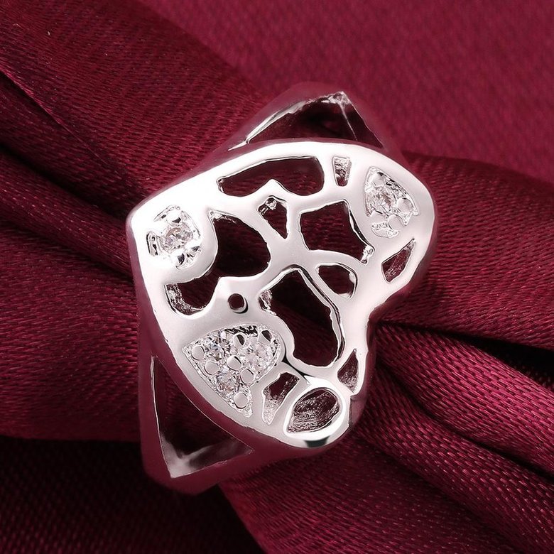 Wholesale Classic Silver Plated Heart Zircon Ring  Heart Shaped Wedding Ring for Unisex SPR576 3