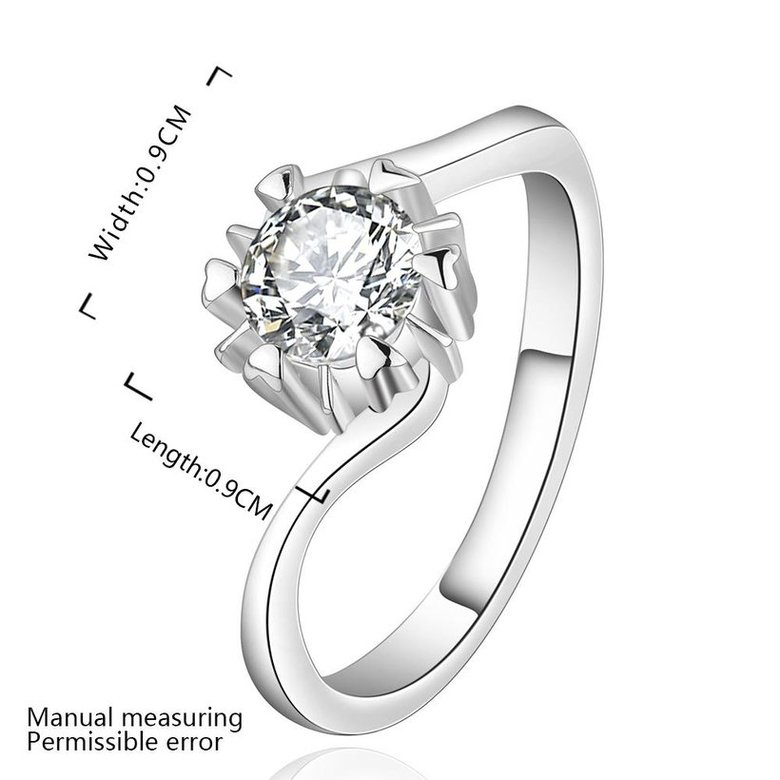 Wholesale New Creative Silver Plated Round  Zirconia Ring for Women Bride Engagement Wedding Ring SPR577 1