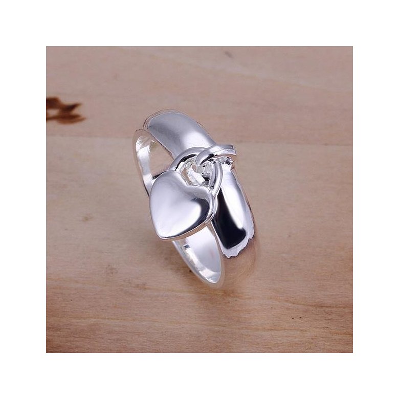 Wholesale New Creative Silver Plated Heart lock for Women ring wholesale jewelry SPR582 0