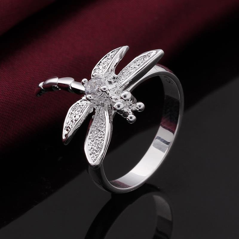 Wholesale New Creative Classic Silver Plated Exquisite Design dragonfly Ring for Women SPR583 0