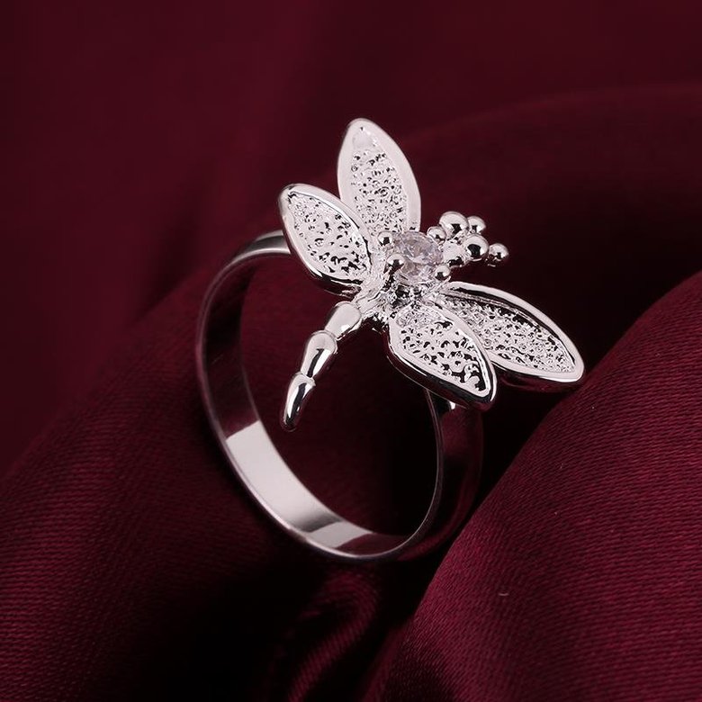 Wholesale New Creative Classic Silver Plated Exquisite Design dragonfly Ring for Women SPR583 1