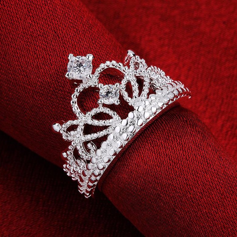 Wholesale Fashion Luxury Zircon Crown Ring for Women Bride Engagement Wedding jewelry SPR590 4