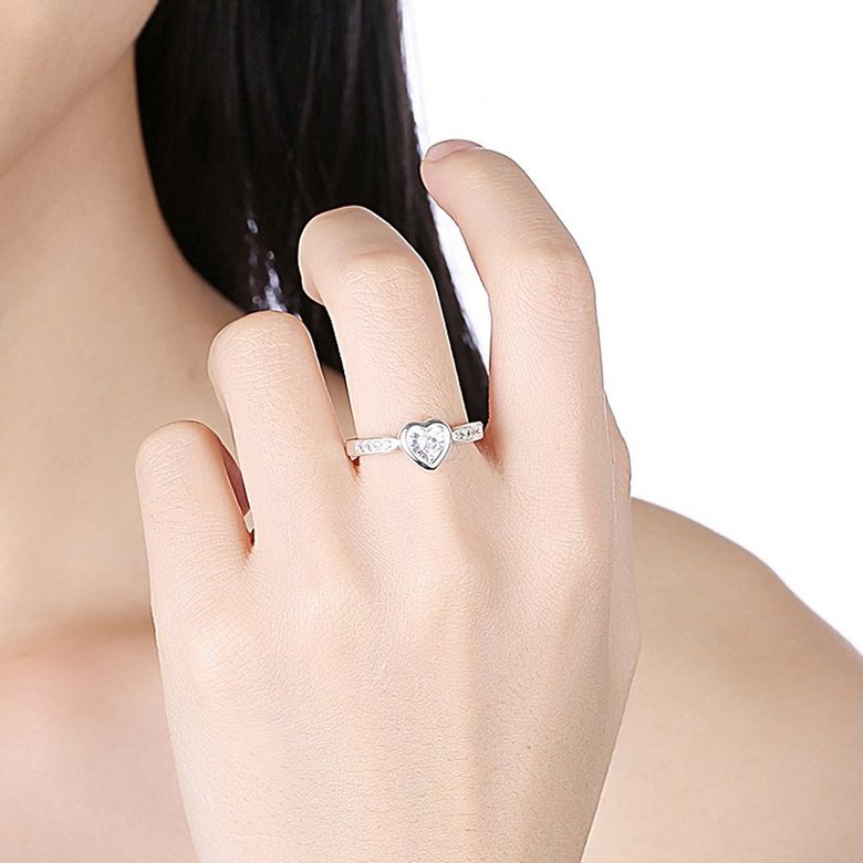 Wholesale Fashion Elegant Design Silver Plated ablaze Heart Shaped Zircon Ring for Women wedding jewelry SPR598 0
