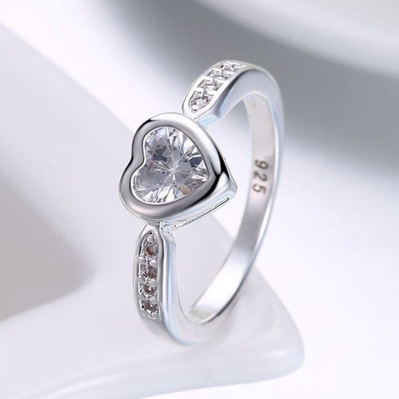 Wholesale Fashion Elegant Design Silver Plated ablaze Heart Shaped Zircon Ring for Women wedding jewelry SPR598 1