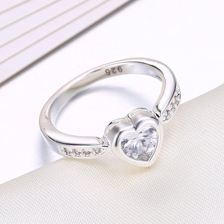 Wholesale Fashion Elegant Design Silver Plated ablaze Heart Shaped Zircon Ring for Women wedding jewelry SPR598 2