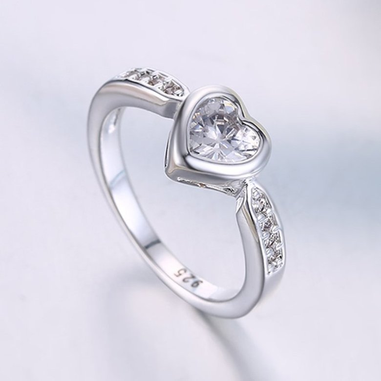Wholesale Fashion Elegant Design Silver Plated ablaze Heart Shaped Zircon Ring for Women wedding jewelry SPR598 3