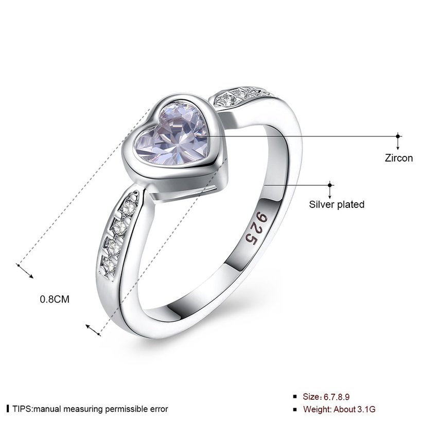 Wholesale Fashion Elegant Design Silver Plated ablaze Heart Shaped Zircon Ring for Women wedding jewelry SPR598 4