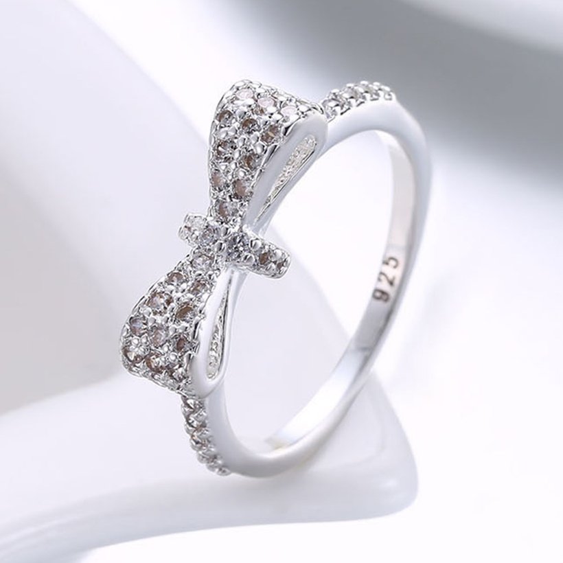 Wholesale Sweety Bowknot Rings With Sparkling Cubic Zircon Ring Exquisite Fashion Wedding & Engagement Rings wholesale SPR599 1