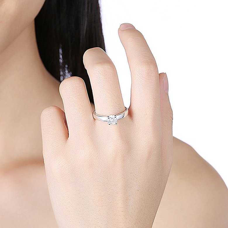 Wholesale Fashion Elegant Design Silver Plated ablaze Zircon Ring for Women Bride Engagement Wedding jewelry SPR601 0