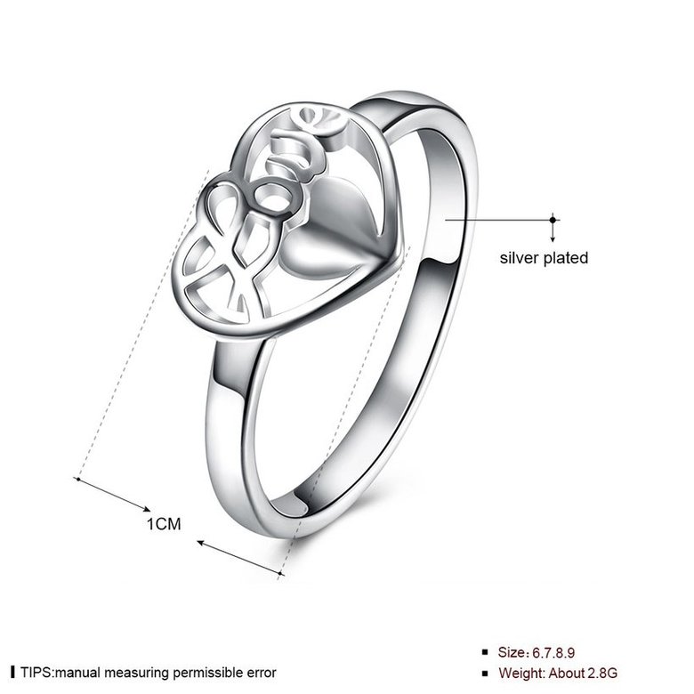 Wholesale Fashion Elegant Design Silver Plated Heart Shaped Ring for Women wedding jewelry SPR603 4