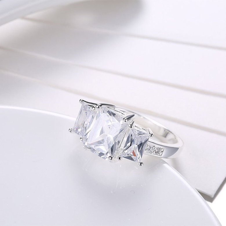 Wholesale Luxury square Zircon Gemstone Fine Jewelry Accessories for Women Wedding Party Ornament Ring SPR605 2