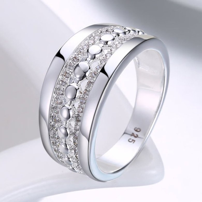 Wholesale luxury Trendy Silver Plated Geometric Zircon Ring Wedding Jewelry Rings Engagement For Women SPR611 1