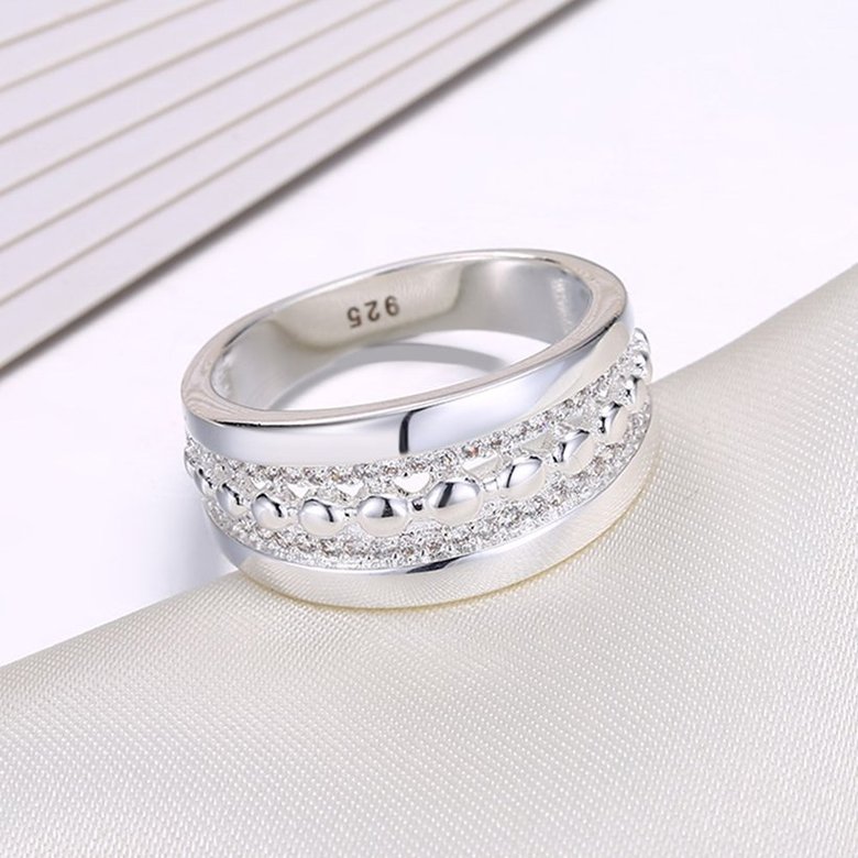 Wholesale luxury Trendy Silver Plated Geometric Zircon Ring Wedding Jewelry Rings Engagement For Women SPR611 2