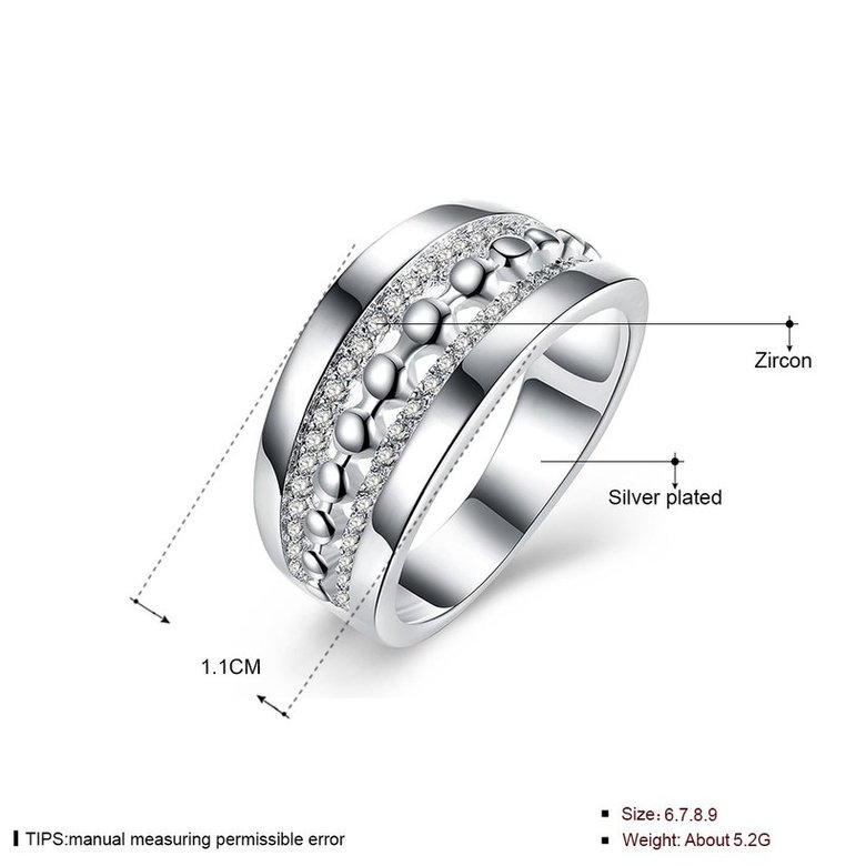 Wholesale luxury Trendy Silver Plated Geometric Zircon Ring Wedding Jewelry Rings Engagement For Women SPR611 4