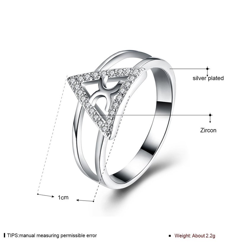 Wholesale Trendy Silver Plated triangle Zircon Ring for Women finger jewelry Fashion Wedding Rings Statement Jewelry SPR616 3