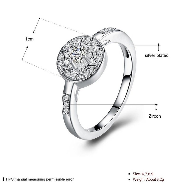 Wholesale Trendy luxury classic Silver Plated Round Zircon Ring Stainless Steel Round Wedding Bride Party Rings For Women Girls  SPR617 3