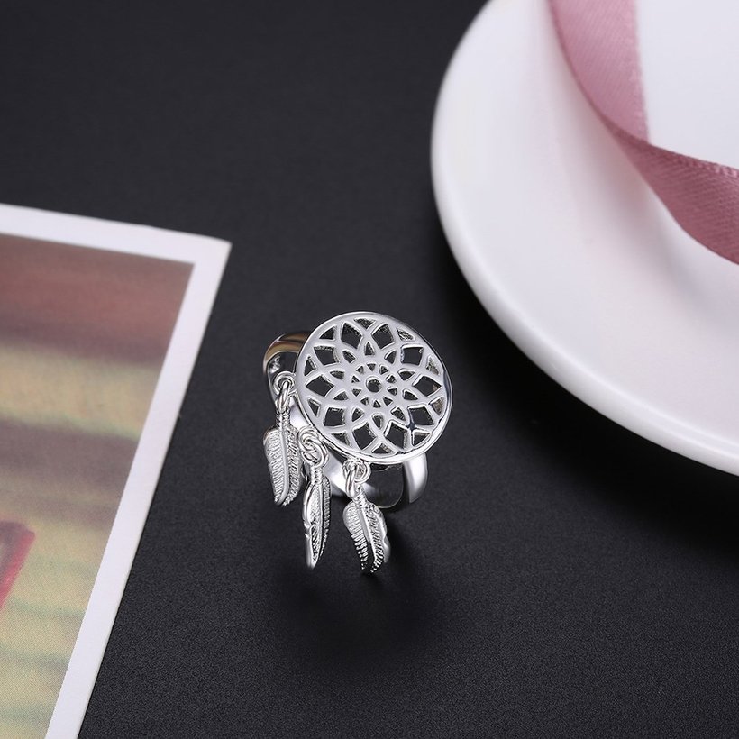 Wholesale Trendy Leaves Ring Feather Leaf Charm Pendant Rings Dream Catcher Wish Ring For Women Girl Size Adjustable Wrap Jewelry SPR622 0