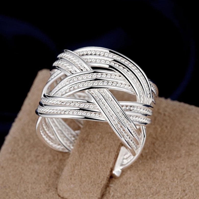 Wholesale Hot sale jewelry Woven Texture Open Ring Adjustable Size Geometry Rings For Women Fingers Daily Style Jewelry TGSPR054 1