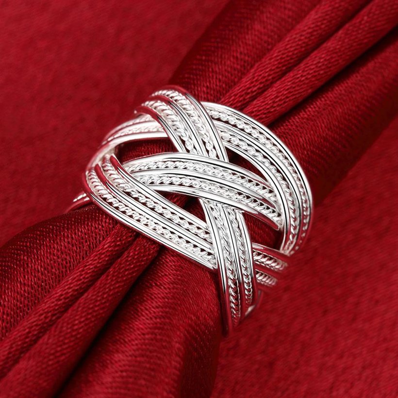 Wholesale Hot sale jewelry Woven Texture Open Ring Adjustable Size Geometry Rings For Women Fingers Daily Style Jewelry TGSPR054 2