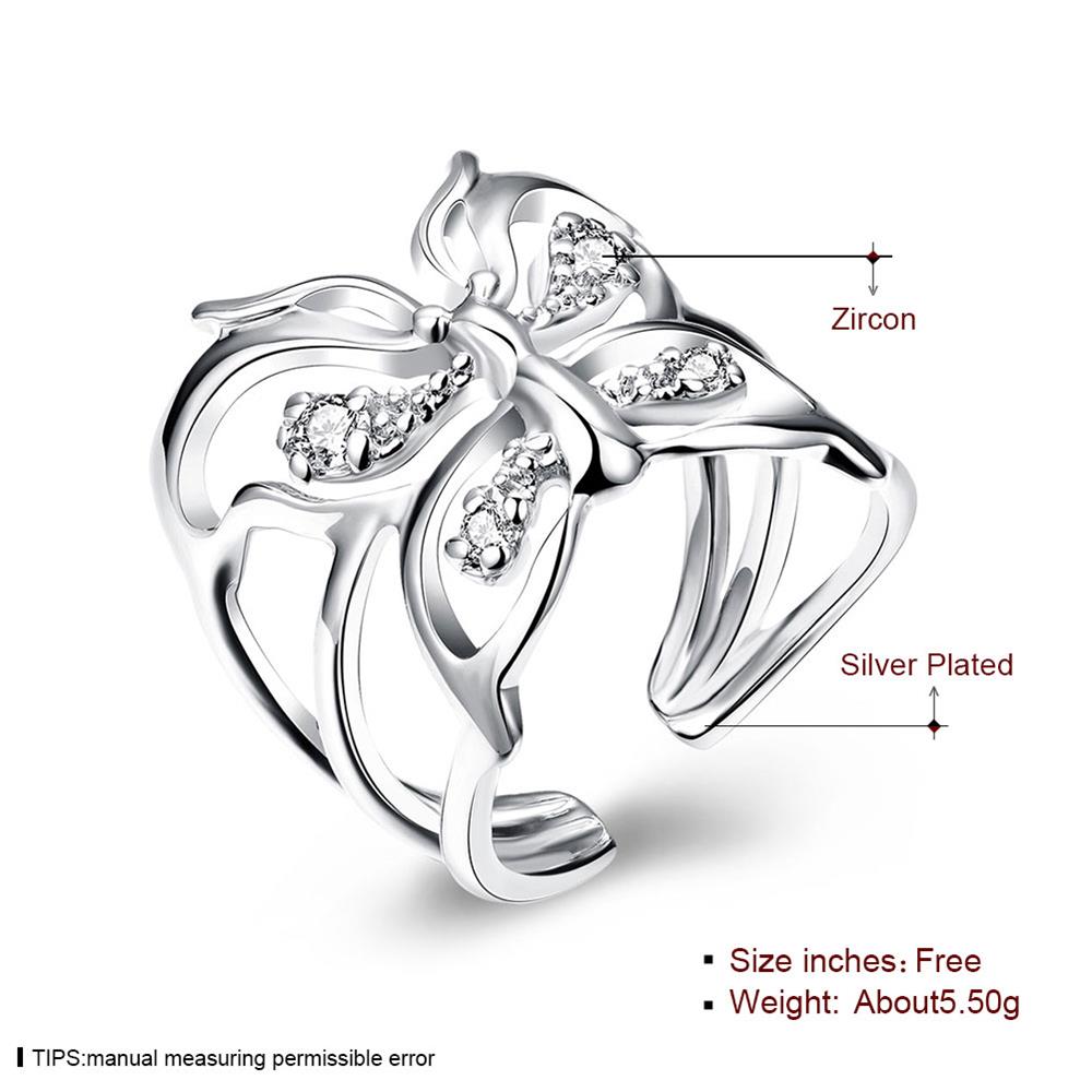 Wholesale Hot sale rings China Vintage Rhinestone butterfly Rings For Women Silver Color Hollow Big Ring Wedding Party animal Jewelry TGSPR076 2