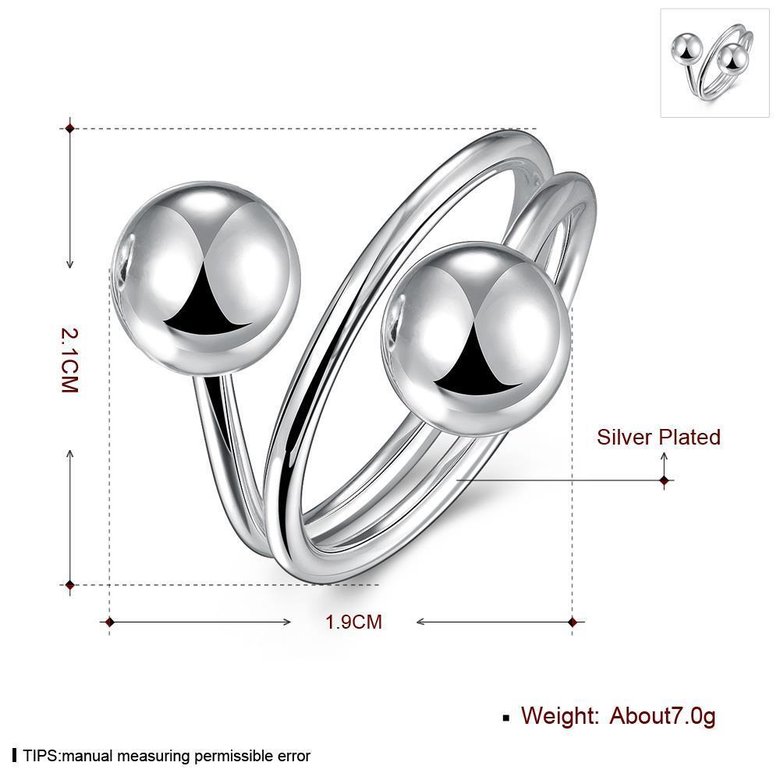 Wholesale Two Round Balls Ring Silver plated color Rings For Women Jewelry from China TGSPR082 0