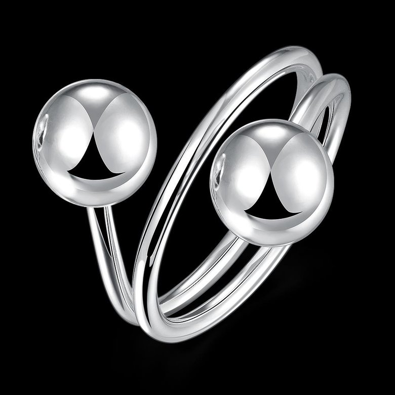 Wholesale Two Round Balls Ring Silver plated color Rings For Women Jewelry from China TGSPR082 1