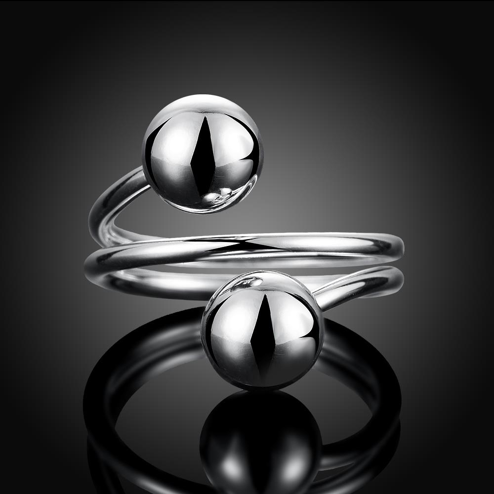 Wholesale Two Round Balls Ring Silver plated color Rings For Women Jewelry from China TGSPR082 2