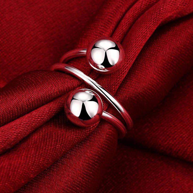 Wholesale Two Round Balls Ring Silver plated color Rings For Women Jewelry from China TGSPR082 4