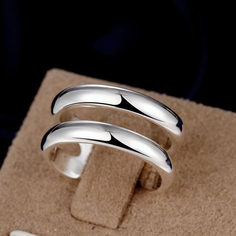 Wholesale Hot sale rings from China Minimalist Geometric Double line Adjustable Ring Silver Trendy Fine Jewelry For Charm Women TGSPR085 0