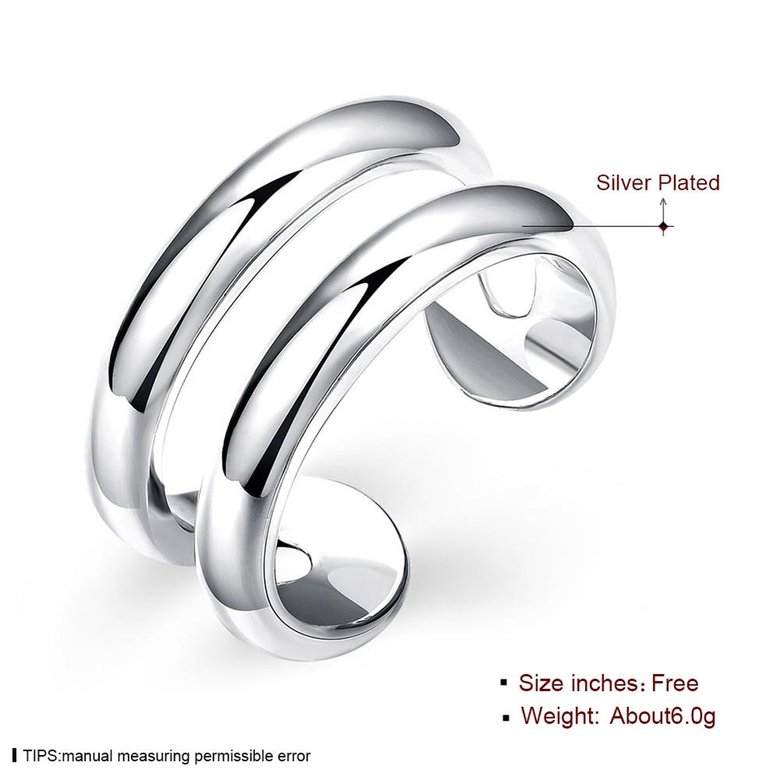 Wholesale Hot sale rings from China Minimalist Geometric Double line Adjustable Ring Silver Trendy Fine Jewelry For Charm Women TGSPR085 2