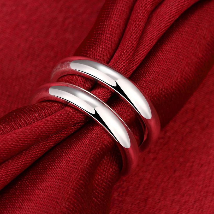 Wholesale Hot sale rings from China Minimalist Geometric Double line Adjustable Ring Silver Trendy Fine Jewelry For Charm Women TGSPR085 4