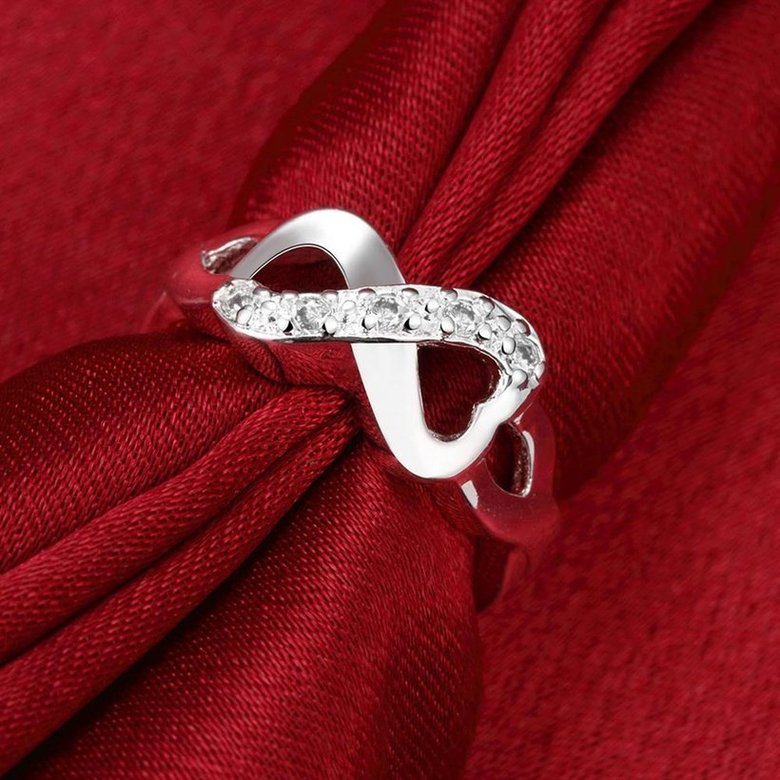 Wholesale Hot sale Romantic Silver White bowknot Ring for Lady Promotion Shiny Zircon Banquet Holiday Party Christmas Ring TGSPR102 1