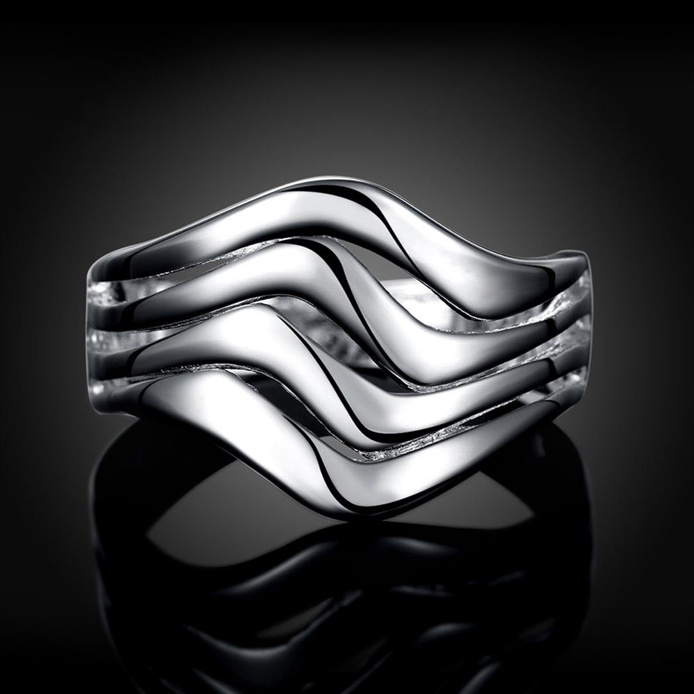Wholesale Fashion Classic silver plated rings  Ocean Wave Rings for Women Simple Female Finger Ring Wedding Bands Fine Jewelry Accessories TGSPR215 1