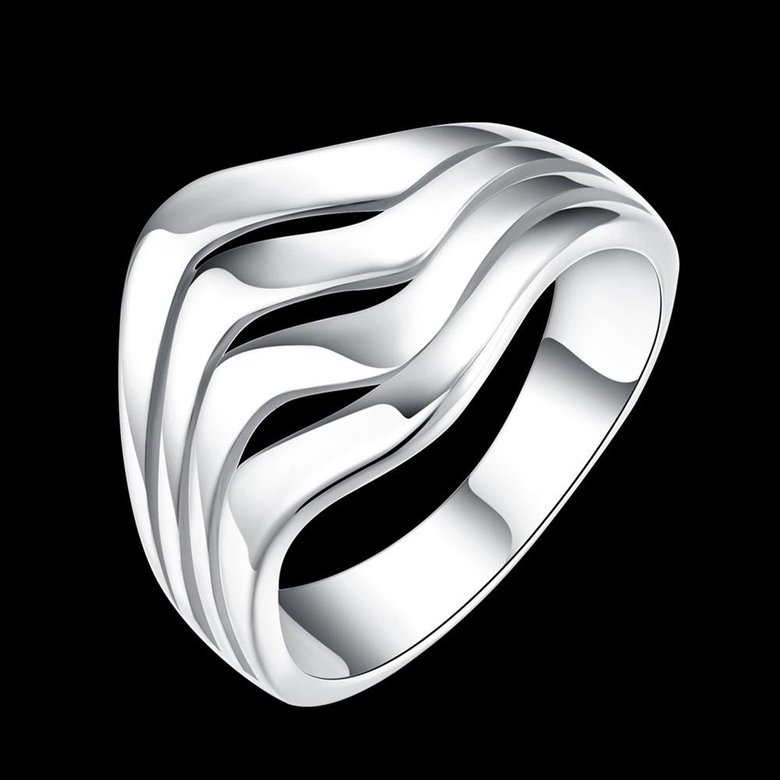 Wholesale Fashion Classic silver plated rings  Ocean Wave Rings for Women Simple Female Finger Ring Wedding Bands Fine Jewelry Accessories TGSPR215 3