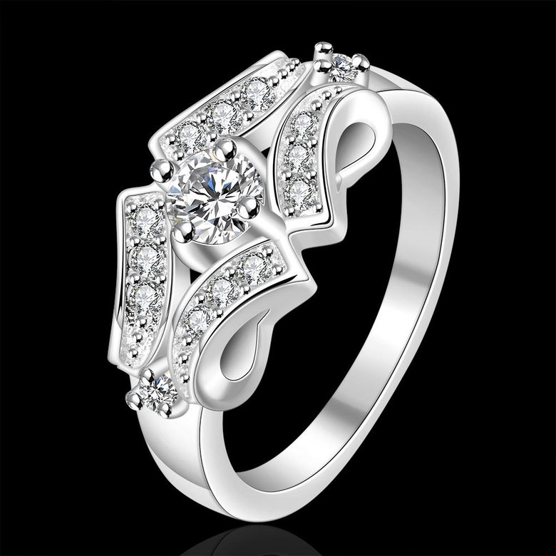Wholesale Trendy rings from China Silver Geometric White CZ Ring for women Romantic Banquet Holiday Party wedding jewelry TGSPR246 0