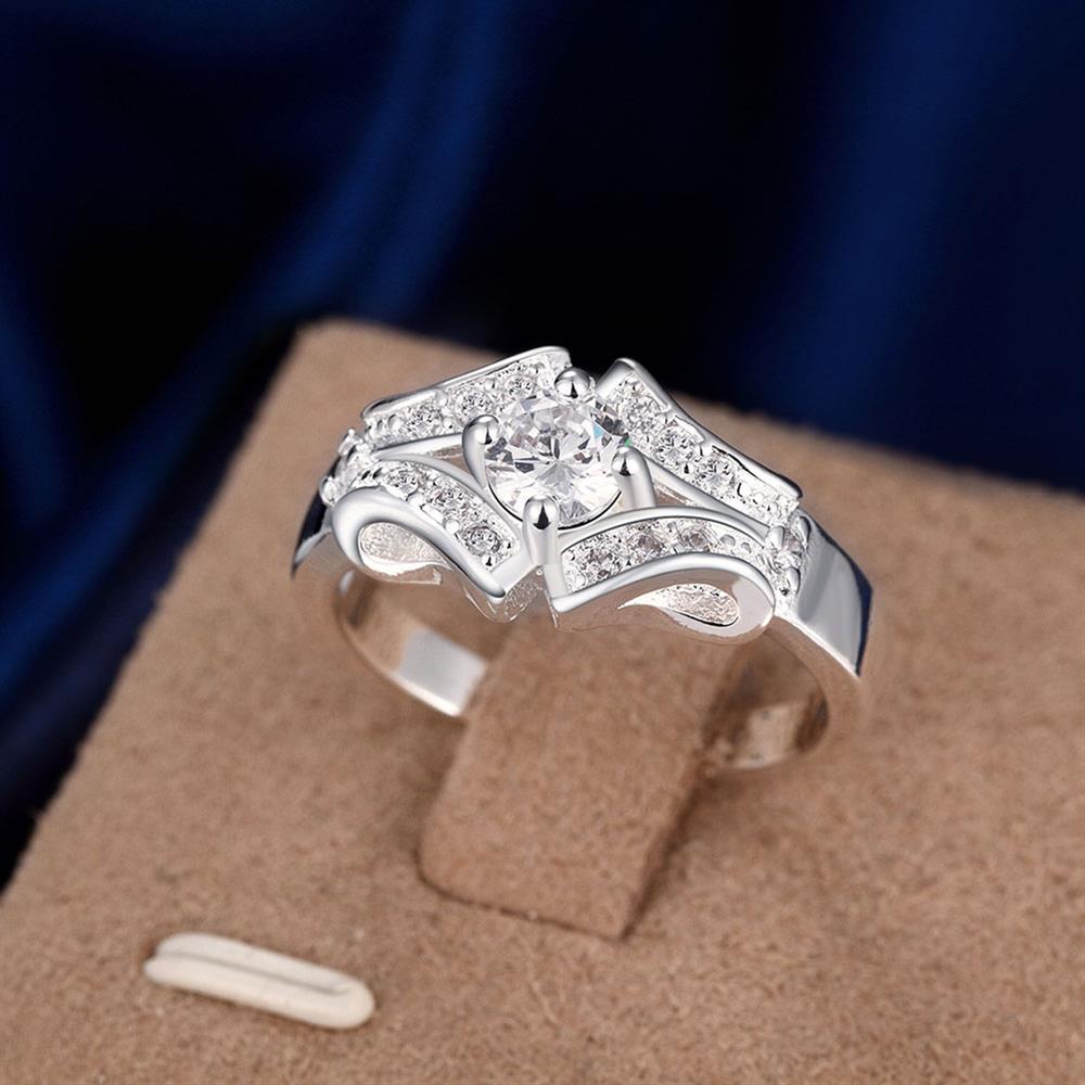 Wholesale Trendy rings from China Silver Geometric White CZ Ring for women Romantic Banquet Holiday Party wedding jewelry TGSPR246 1