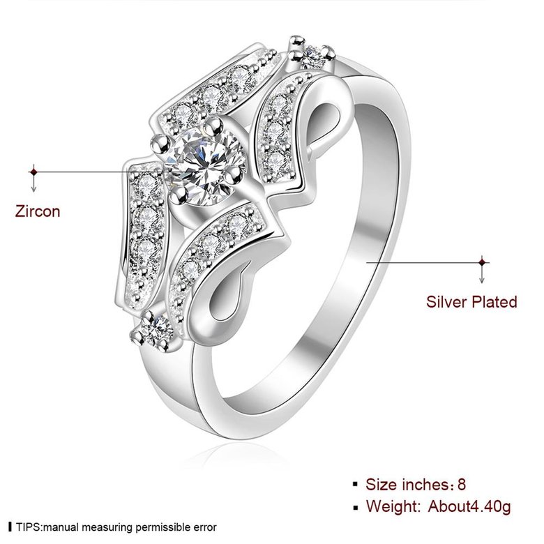 Wholesale Trendy rings from China Silver Geometric White CZ Ring for women Romantic Banquet Holiday Party wedding jewelry TGSPR246 3