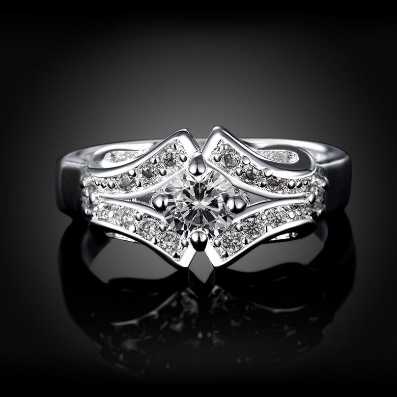 Wholesale Trendy rings from China Silver Geometric White CZ Ring for women Romantic Banquet Holiday Party wedding jewelry TGSPR246 4
