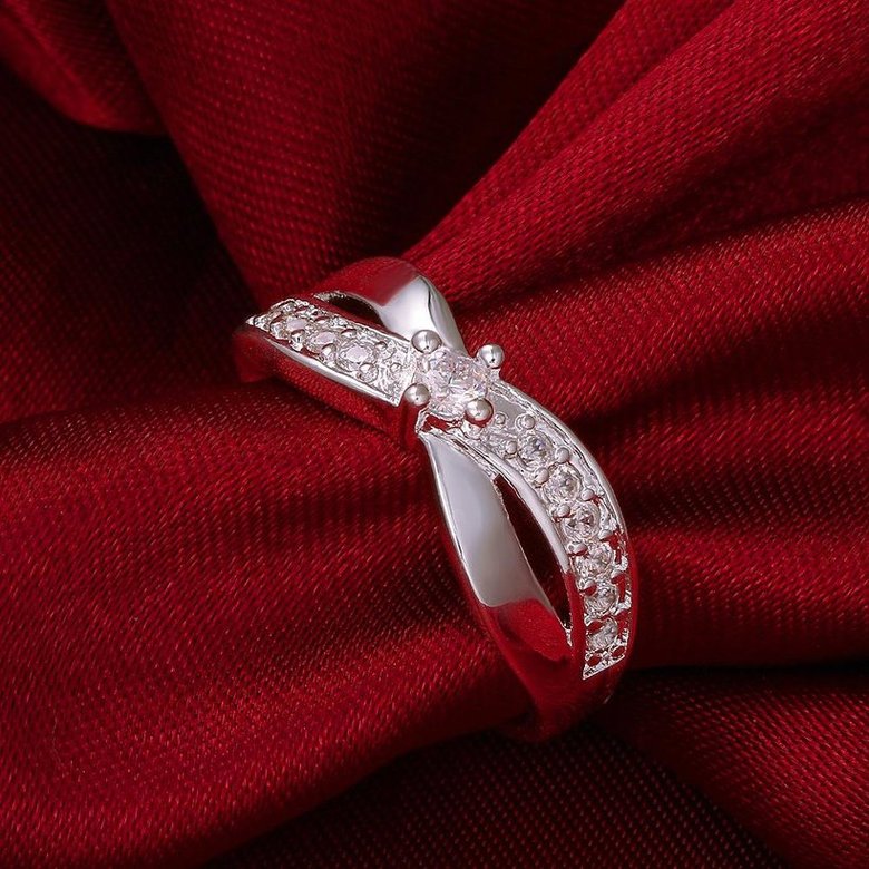 Wholesale Hot sale cheap Ring Silver Plated X shape Wedding Engagement Rings for Women Best Christmas Lover Gift TGSPR319 3