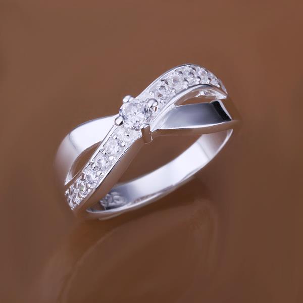 Wholesale Hot sale cheap Ring Silver Plated X shape Wedding Engagement Rings for Women Best Christmas Lover Gift TGSPR319 4