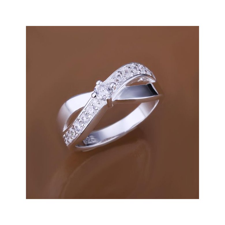 Wholesale Hot sale cheap Ring Silver Plated X shape Wedding Engagement Rings for Women Best Christmas Lover Gift TGSPR319 4